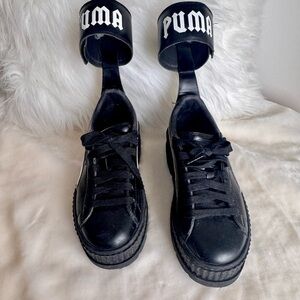Puma x Rihanna Fenty Ankle Strap Creeper Black Platform Sneakers
